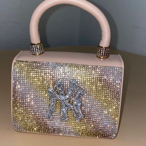Cream,gold, & silver glitter NY purse